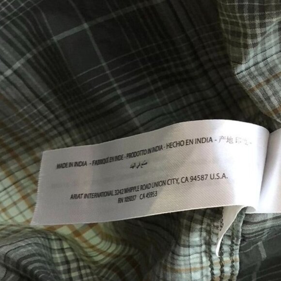 Ariat Mens Rebar Shirt Size XXL Casual Short Sleeve Plaid Button Up Green Pocket - Picture 9 of 14